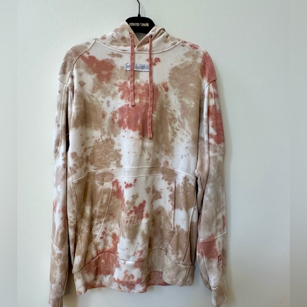 Nike Tie Dye Woman's Hoodie M off-white tan rust over sized
